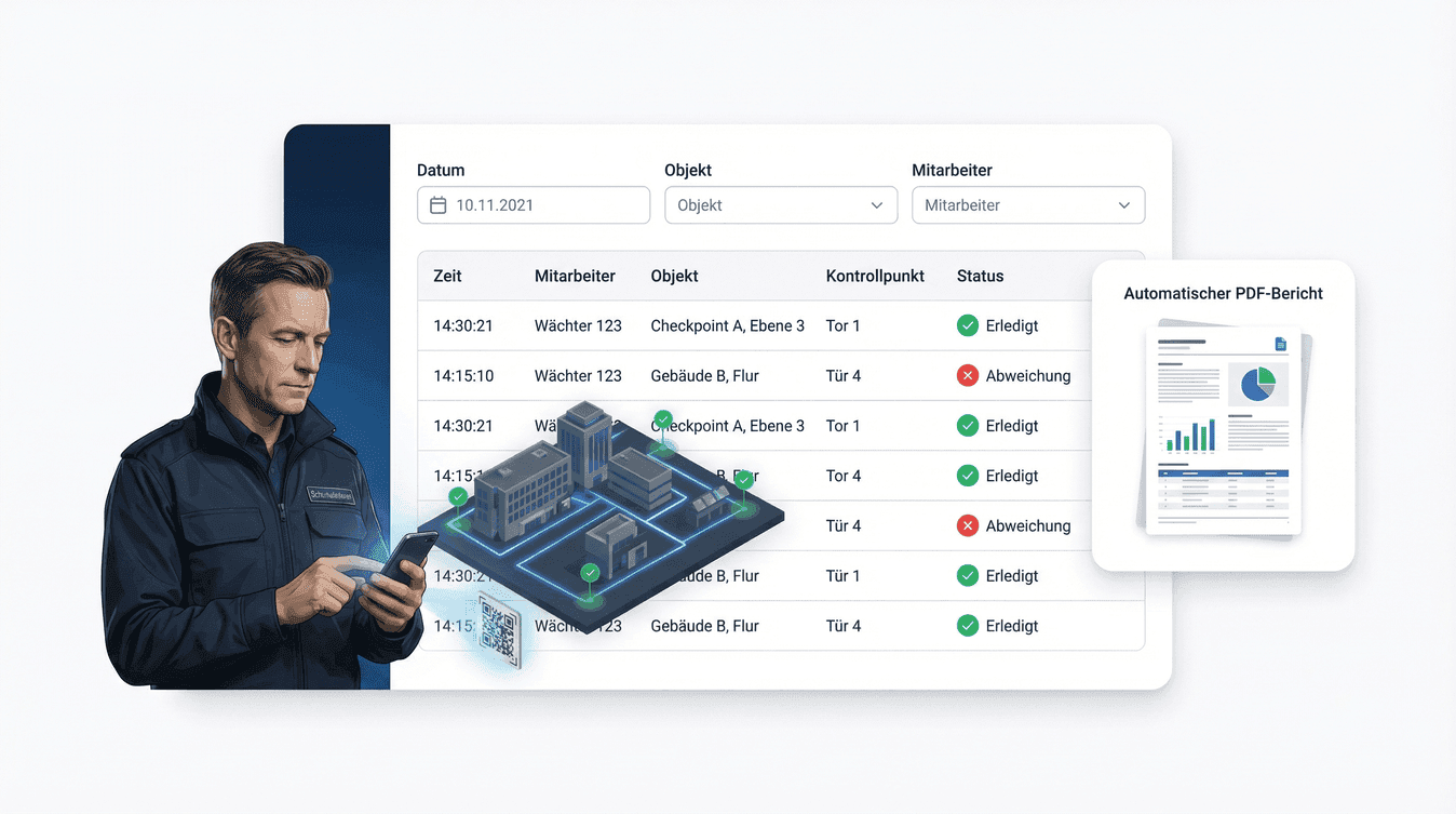 E-Wachbuch für Live-Rundgänge mit automatisierten PDF-Reports