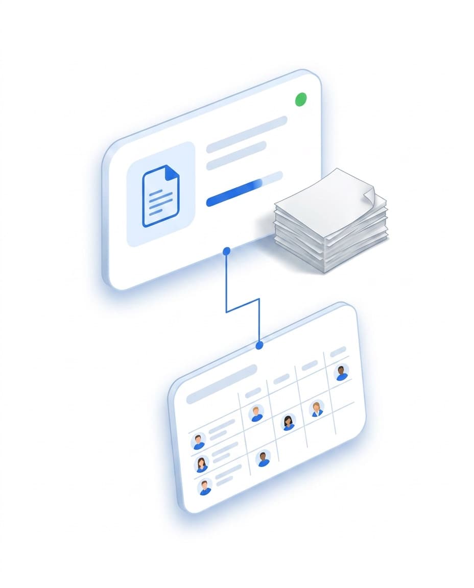 Client contract with staffing requirements, files and notice period – the status light shows contract fulfilment